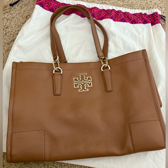 Tory Burch Britten Tan Leather Tote - Picture 1 of 10